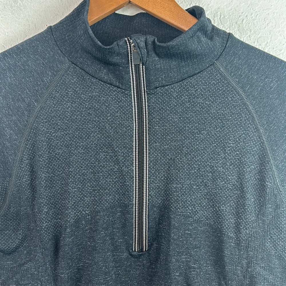 ATHLETA Charcoal Gray Quarter Zip Compression Ruched Pullover XL - Picture 2 of 7